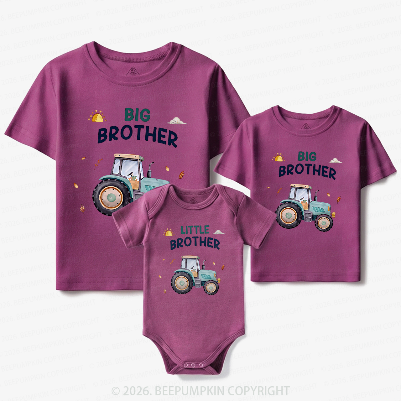 Big Brother & Little Brother Tractor Matching Tees For Siblings
