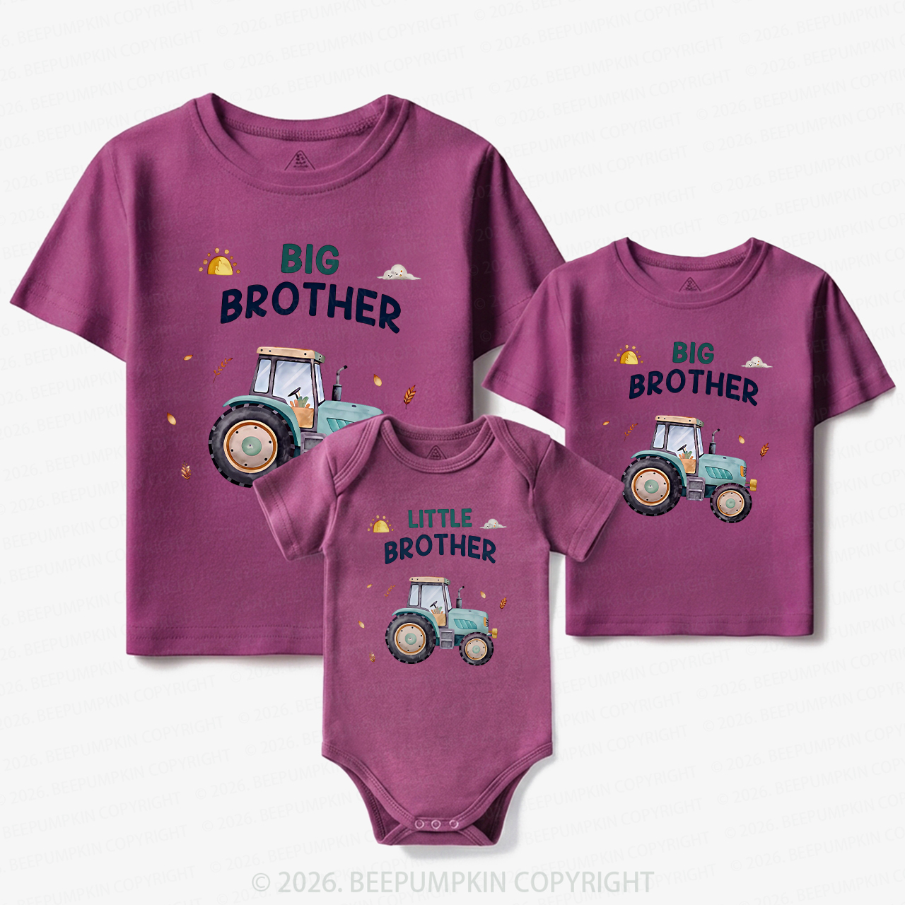 Big Brother & Little Brother Tractor Matching Tees For Siblings