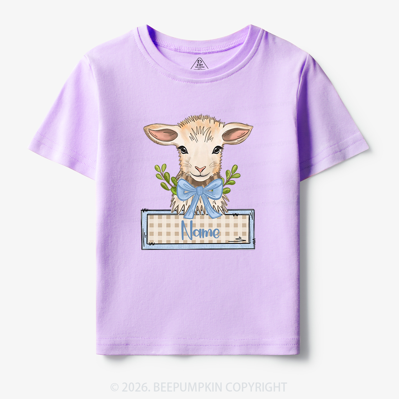 Personalized Baby Lamb With Bow Toddler&Kid's Tees