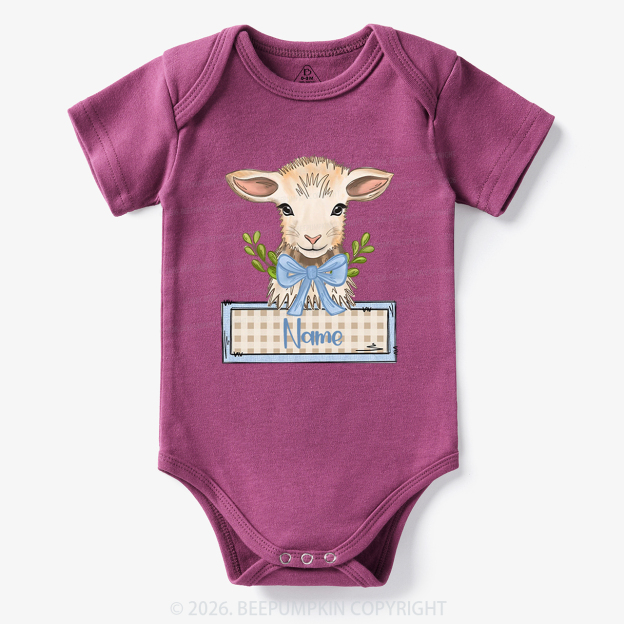 Personalized Baby Lamb With Bow Bodysuit