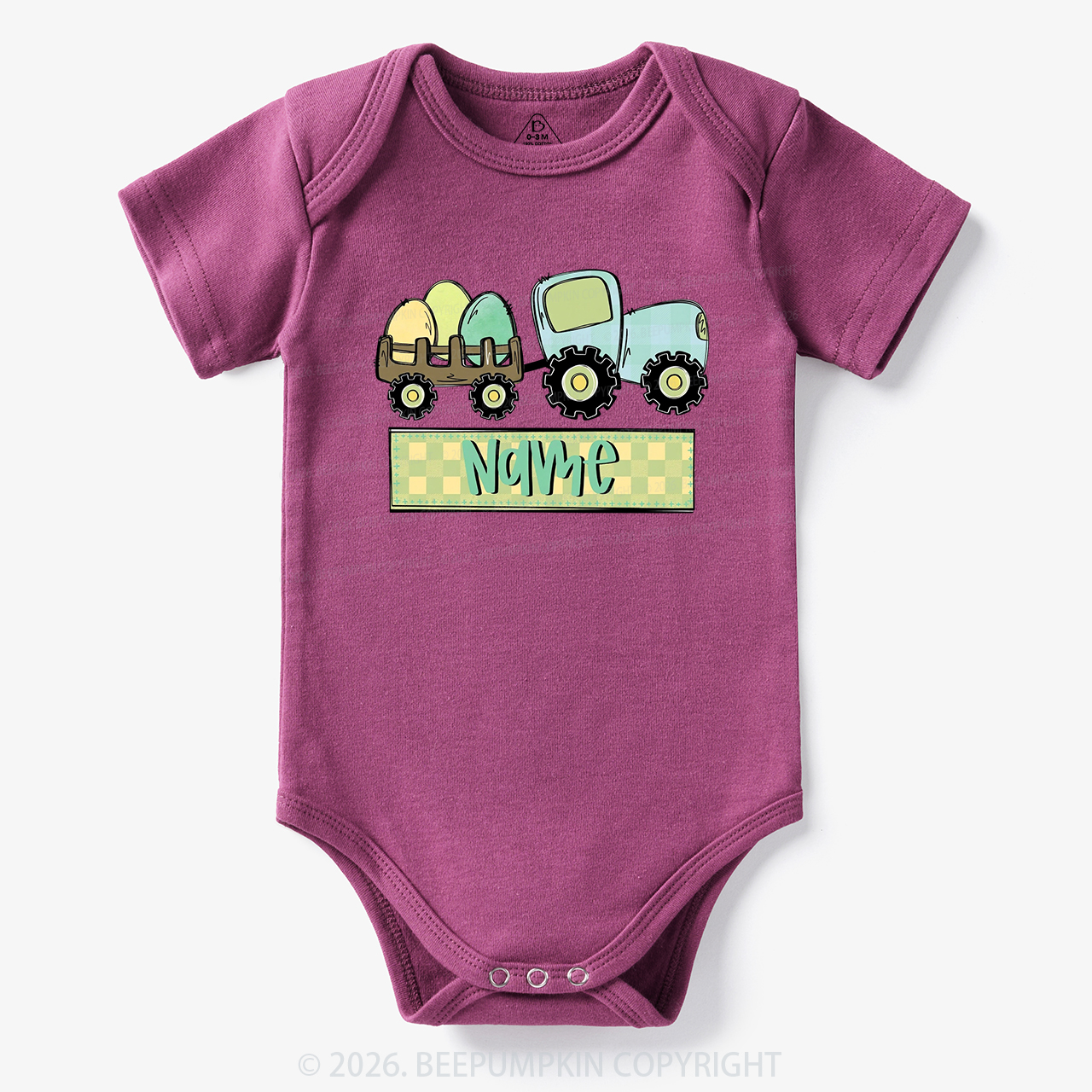 Personalized Name Easter Tractor Bodysuit