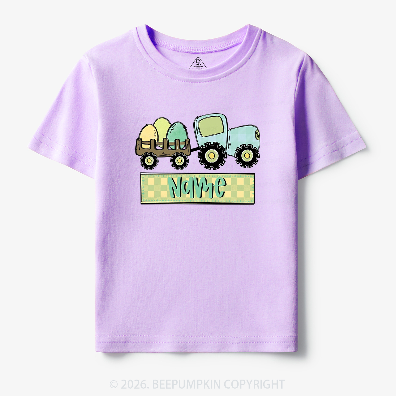 Personalized Name Easter Tractor Toddler&Kid's Tees
