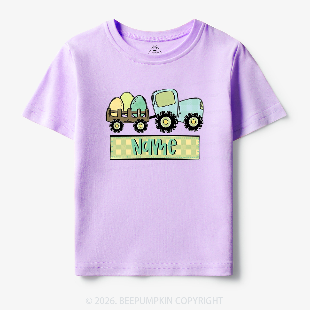 Personalized Name Easter Tractor Toddler&Kid's Tees