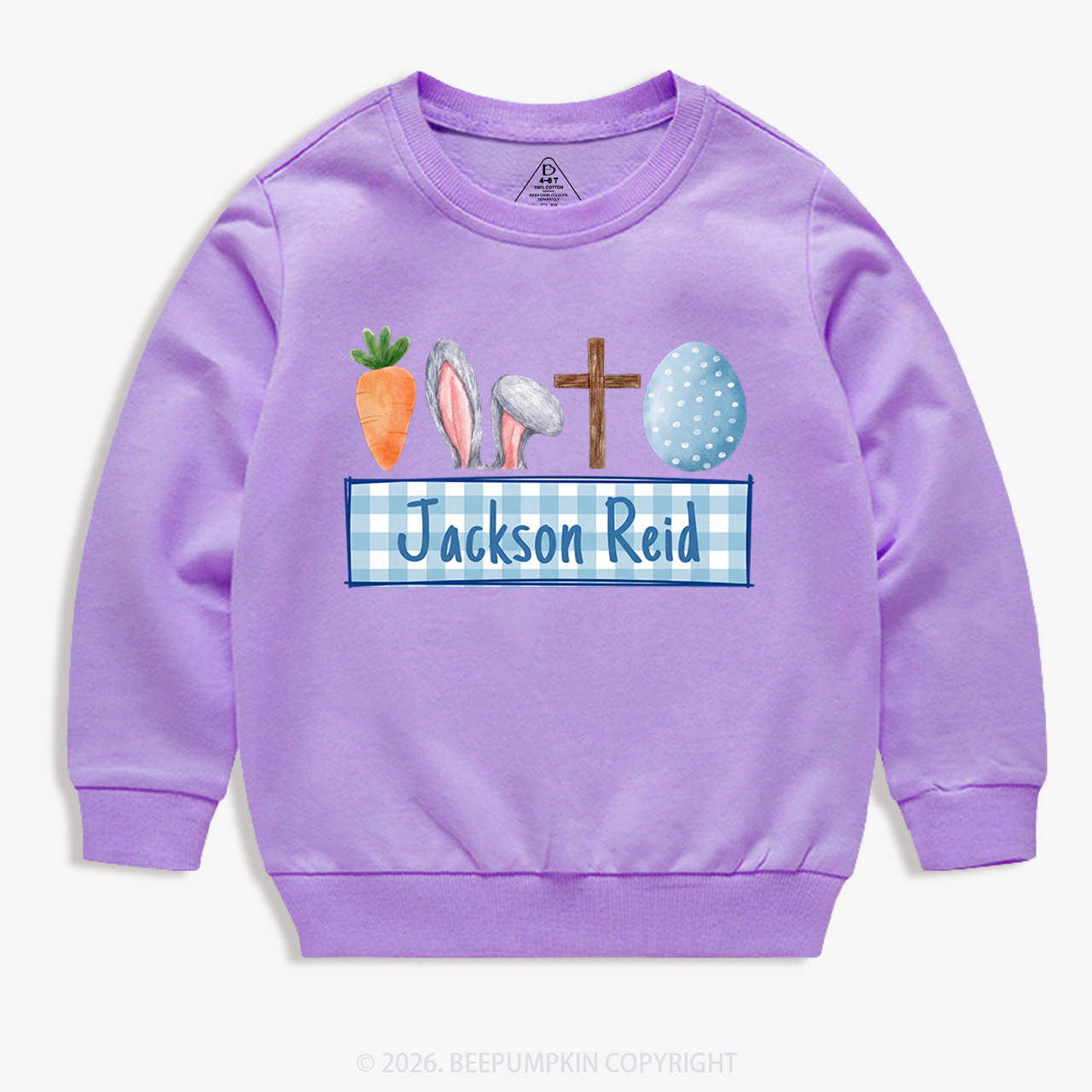 Personalized Watercolor Easter Bunny Name Kid's Sweatshirt
