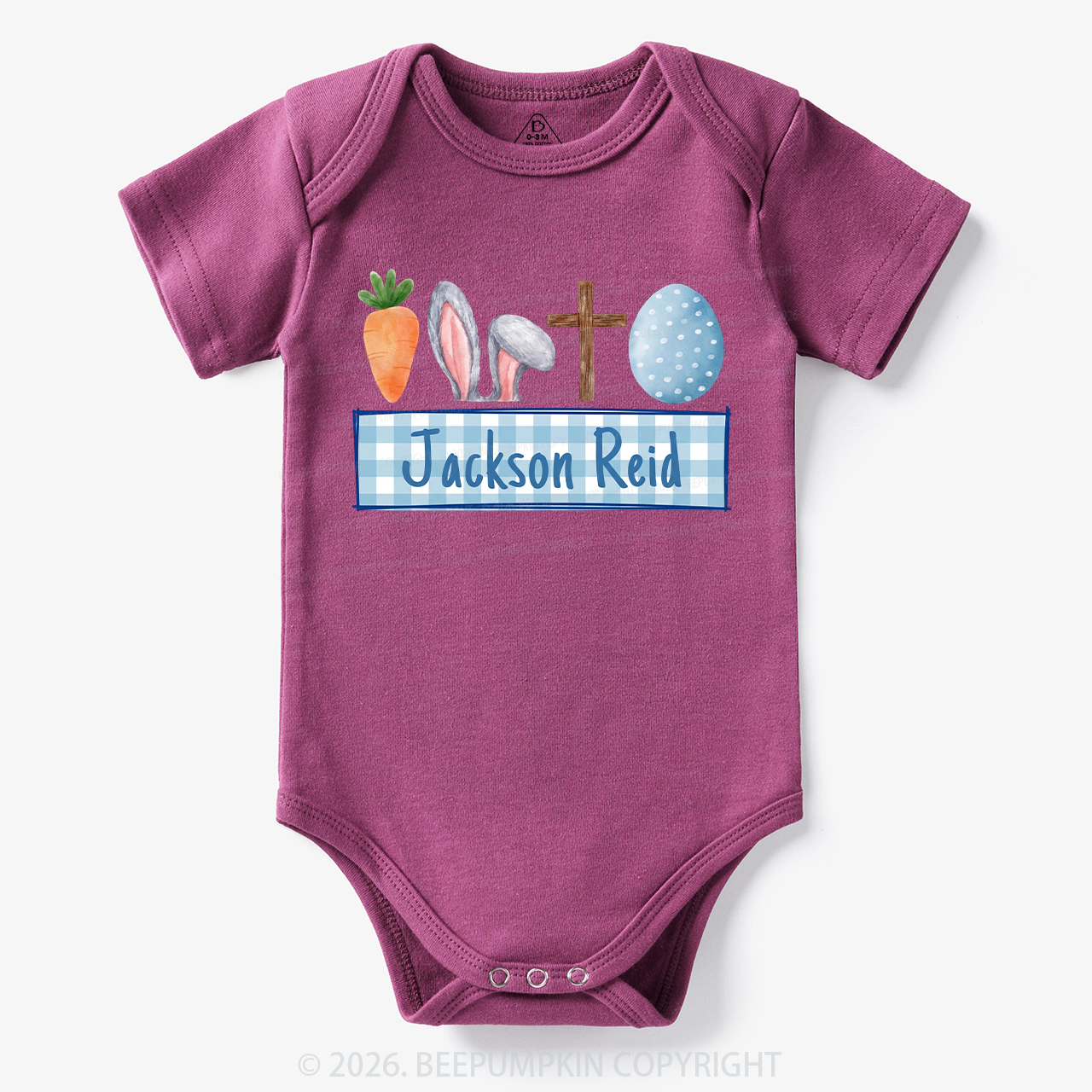 Personalized Watercolor Easter Bunny Name Bodysuit