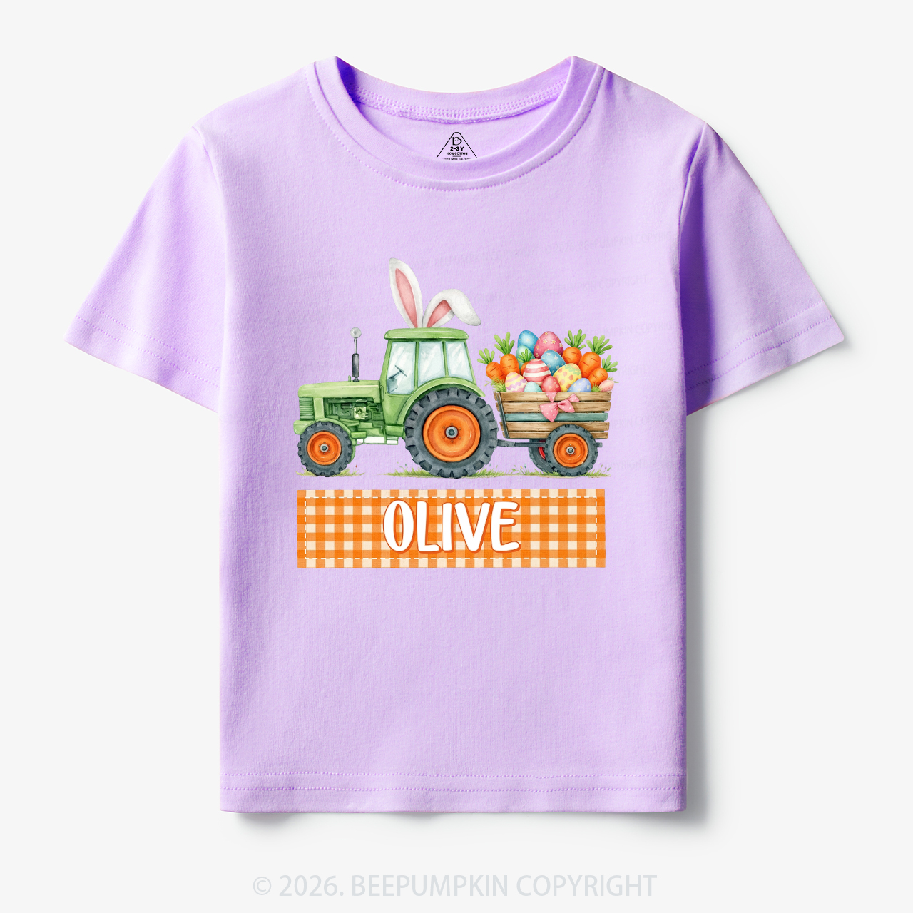 Personalized Name Easter Tractor Farm Toddler&Kid's Tees
