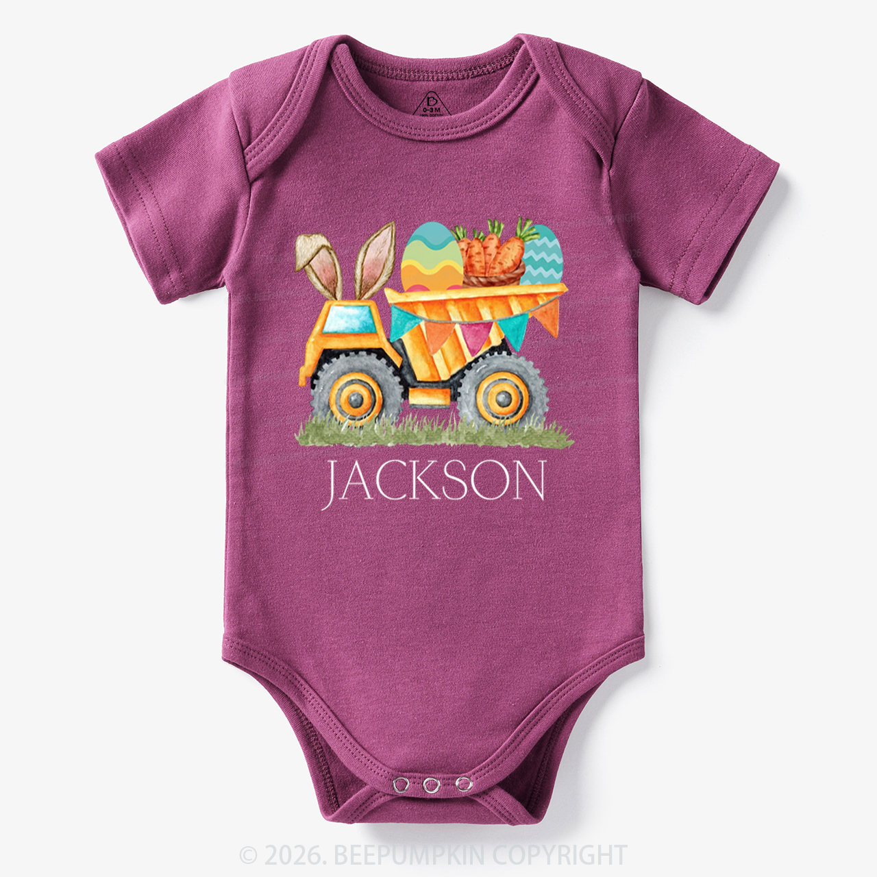 Personalized Name Easter Dump Truck Bodysuit