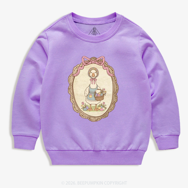 Floral Coquette Spring Easter Goose Kid's Sweatshirt