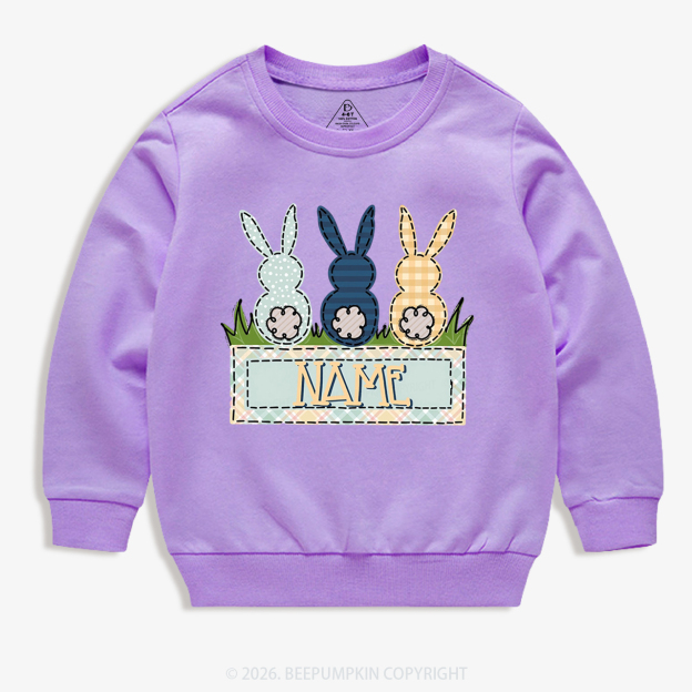 Personalized Name Easter Bunny Trio Kid's Sweatshirt