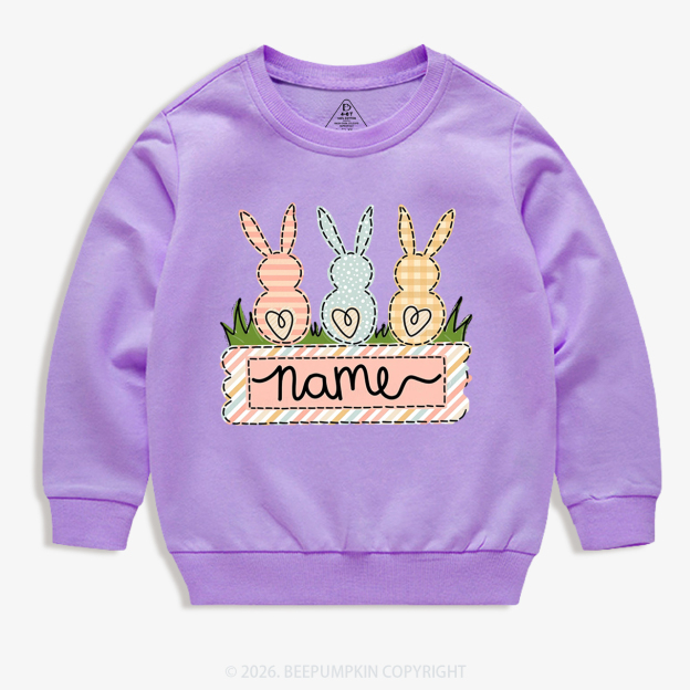 Personalized Name Easter Bunny Trio Girl Kid's Sweatshirt