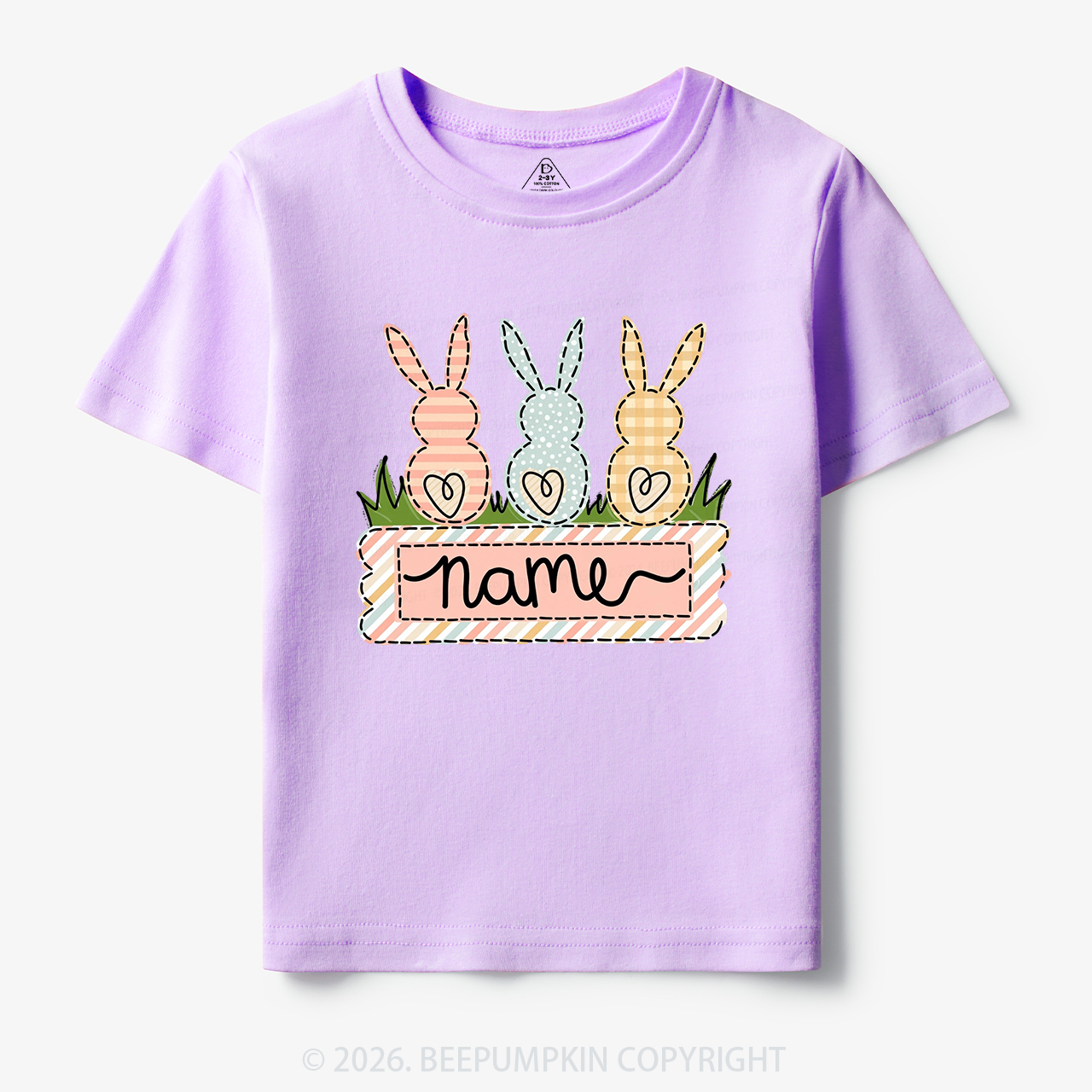 Personalized Name Easter Bunny Trio Girl Toddler&Kid's Tees