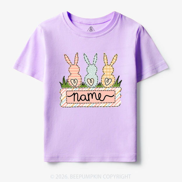 Personalized Name Easter Bunny Trio Girl Toddler&Kid's Tees