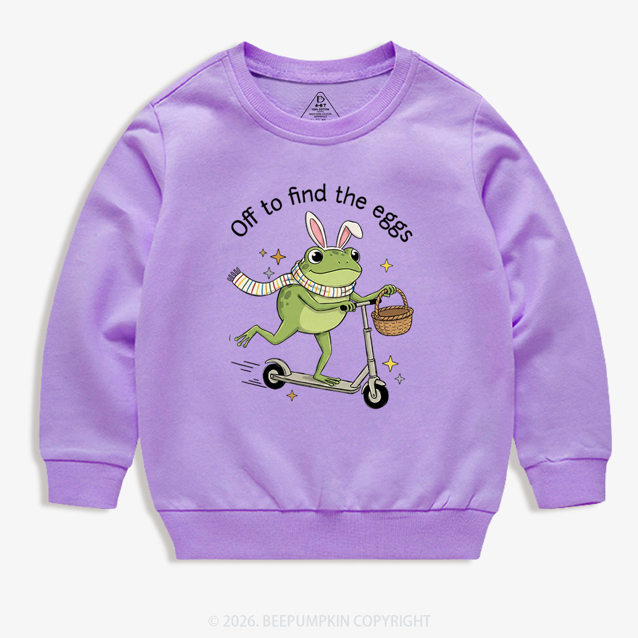 Funny Frog on Scooter Easter Egg Kid's Sweatshirt 7