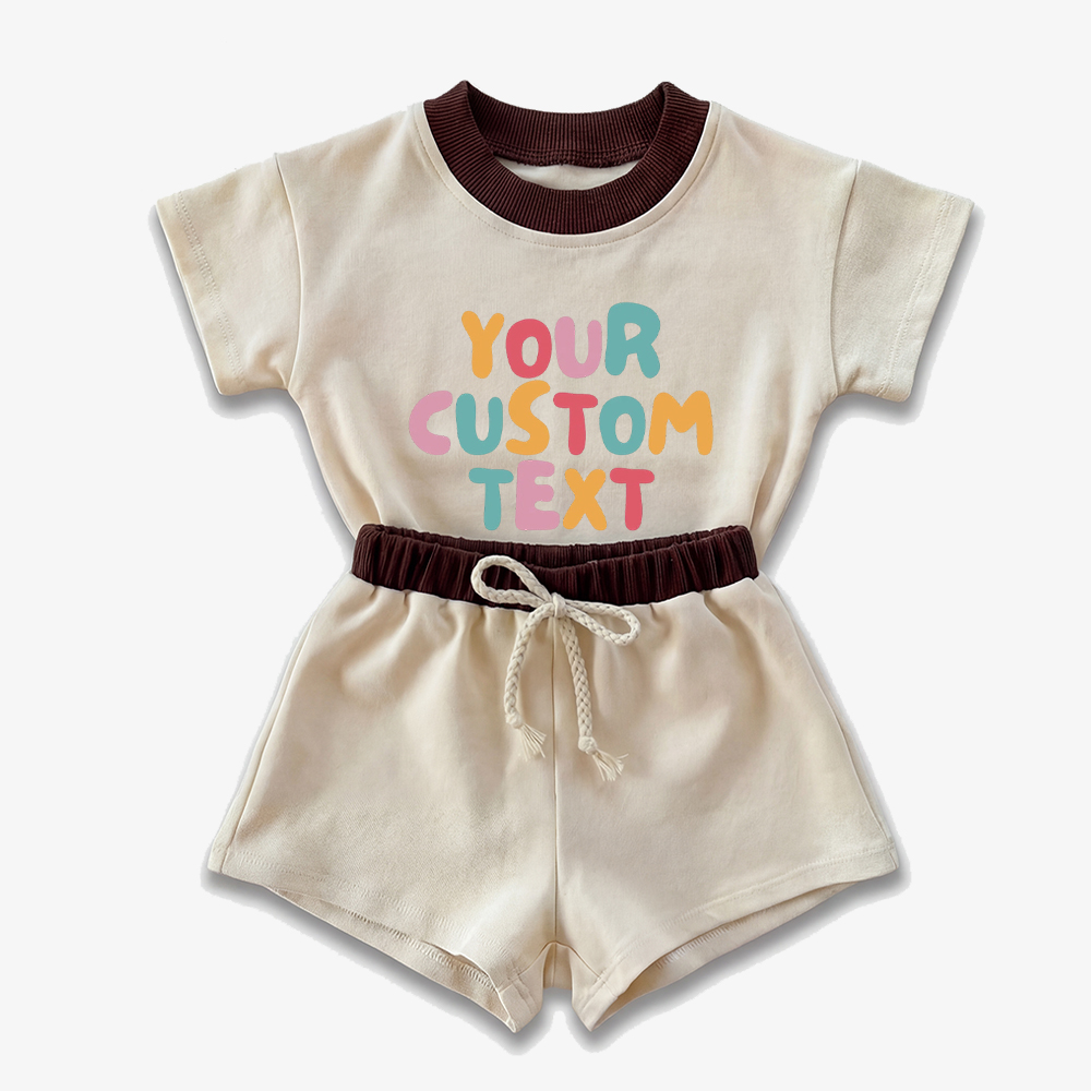 Personalized Colorful Name Baby Short Sleeve Tee and Shorts Sets