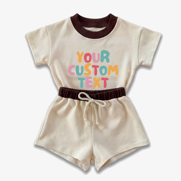 Personalized Colorful Name Baby Short Sleeve Tee and Shorts Sets