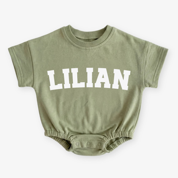Personalized Name Short Sleeve Baby Bubble Romper