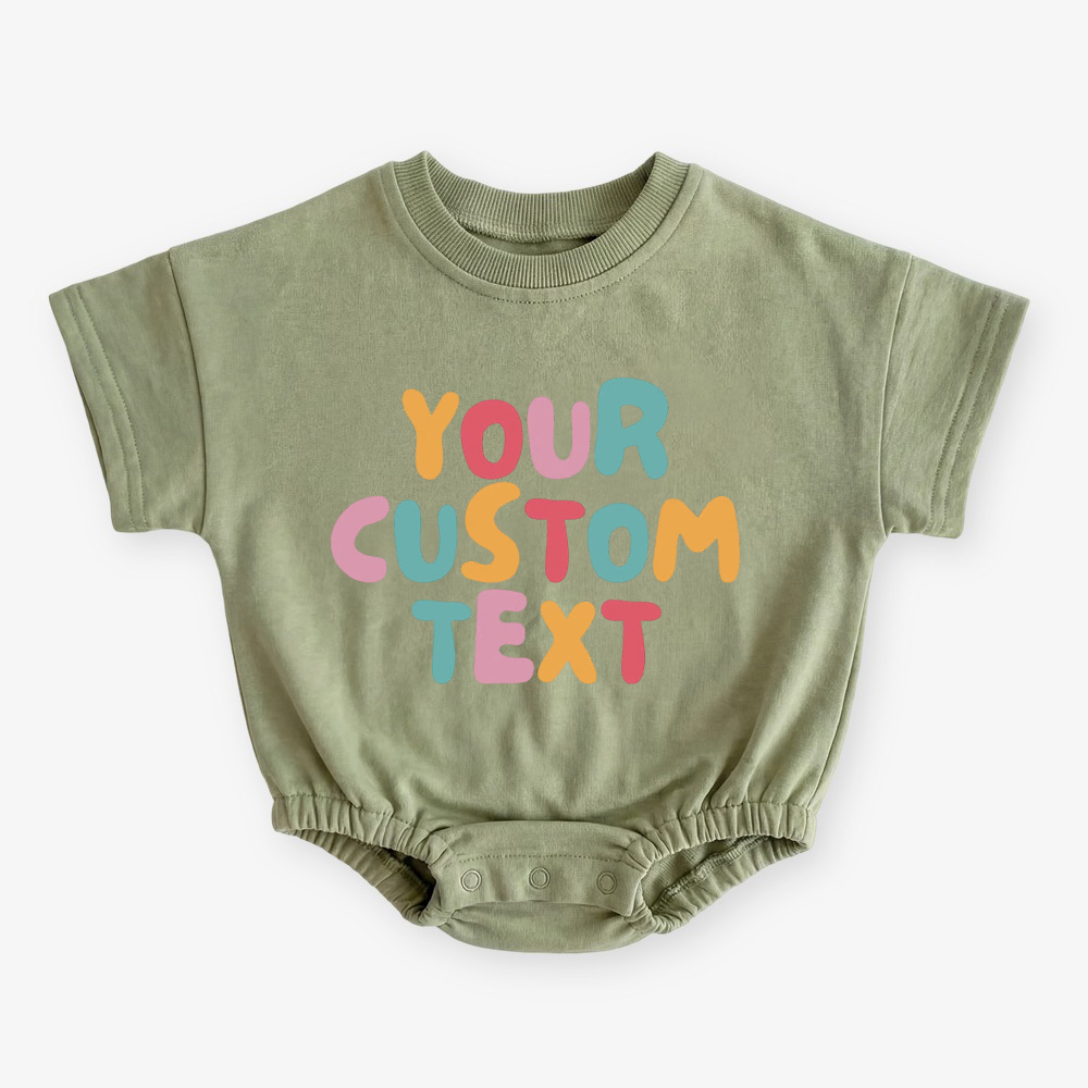 Personalized Colorful Name Short Sleeve Baby Bubble Romper