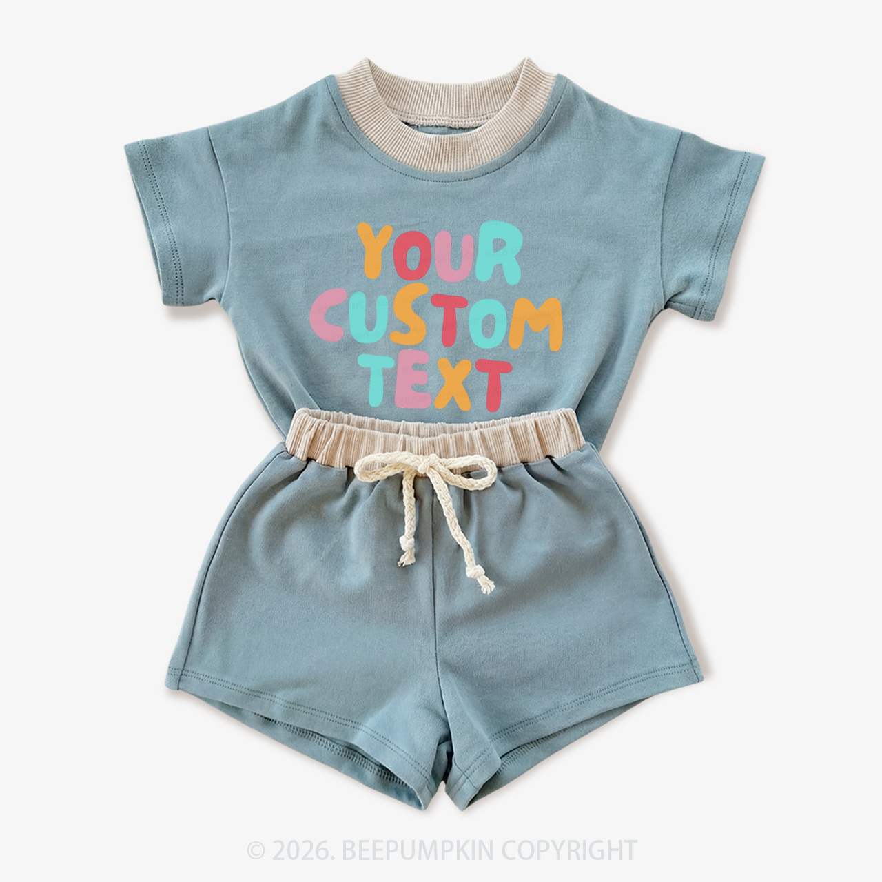 Personalized Colorful Name Baby Short Sleeve Tee and Shorts Sets