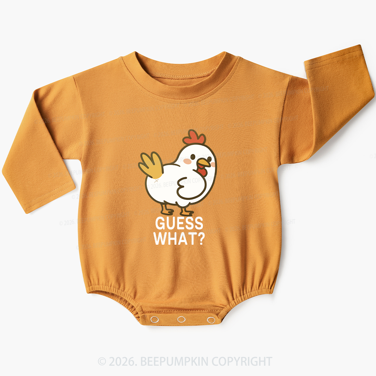 Guess What Chicken Funny Butt Joke Baby Bubble Romper
