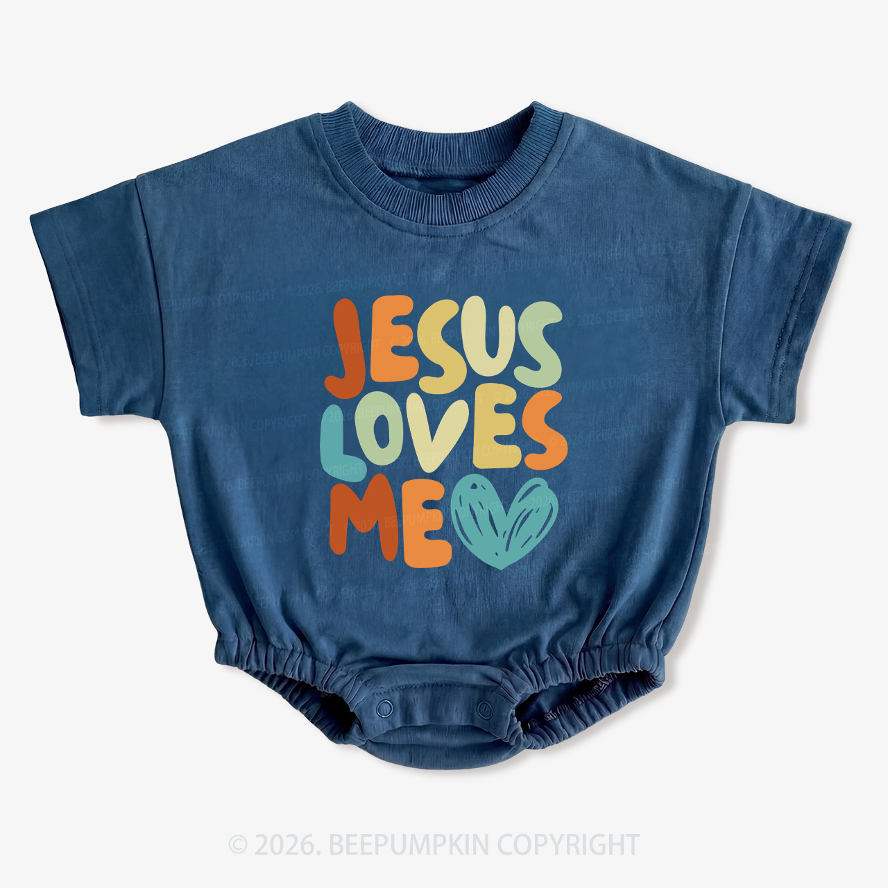 Jesus Loves Me Christian Short Sleeve Baby Bubble Romper