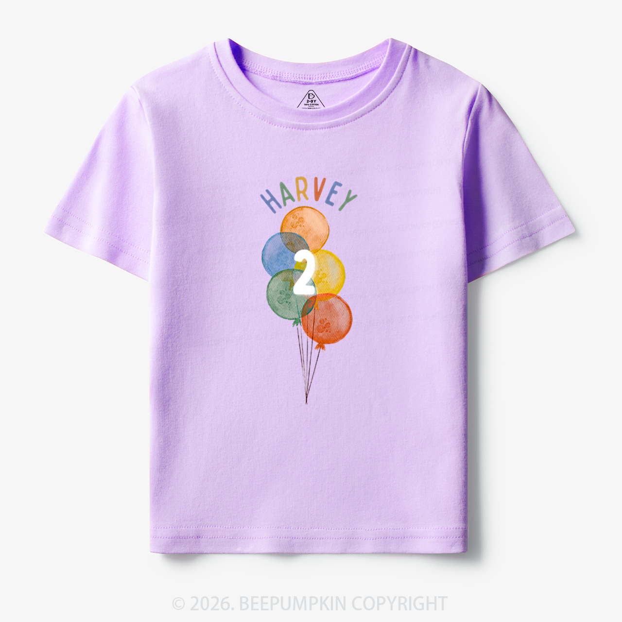 Personalized Rainbow Balloon Birthday Toddler&Kid's Tees
