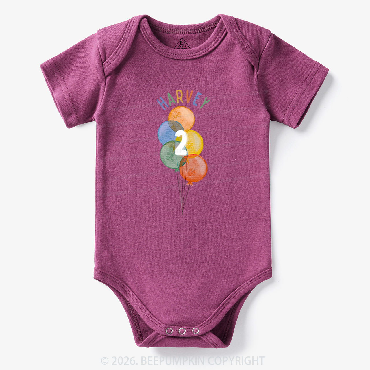 Personalized Rainbow Balloon Birthday Bodysuit