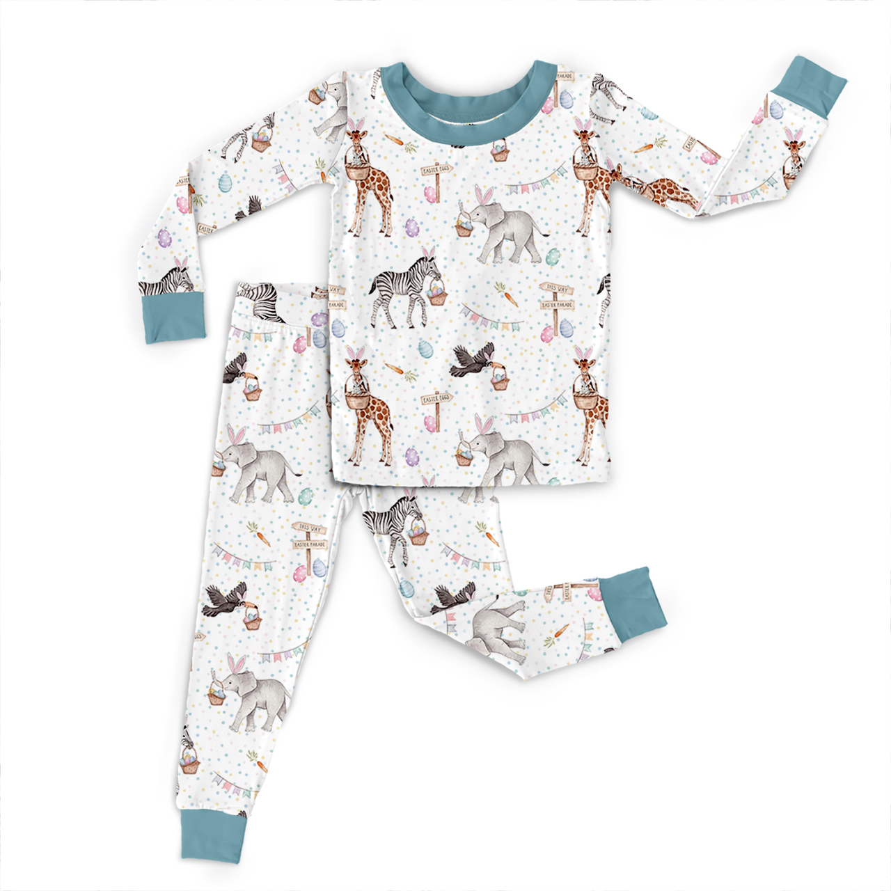 Easter Wildlife Park Two-Piece Pajama Set For Kids