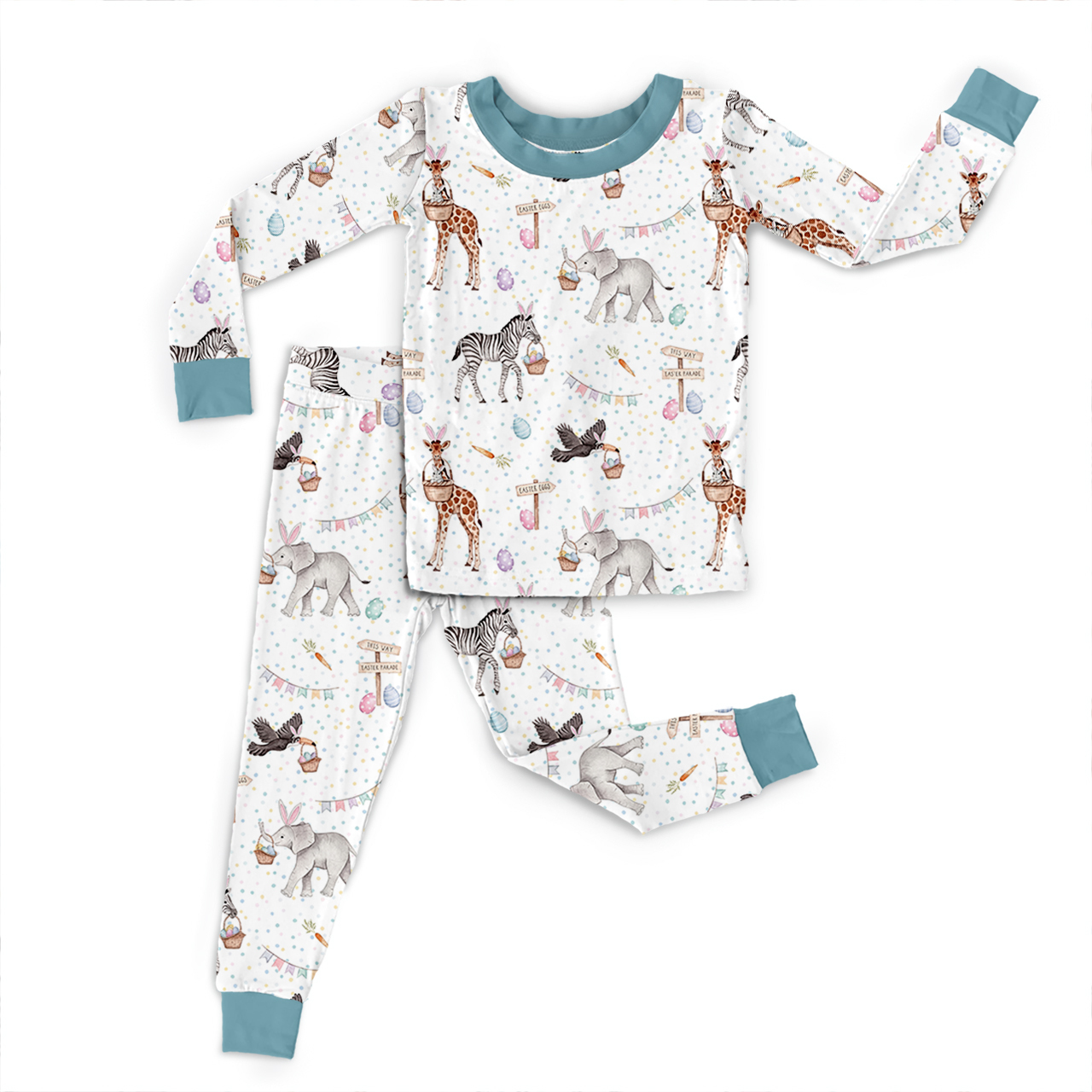 Easter Wildlife Park Two-Piece Pajama Set For Kids