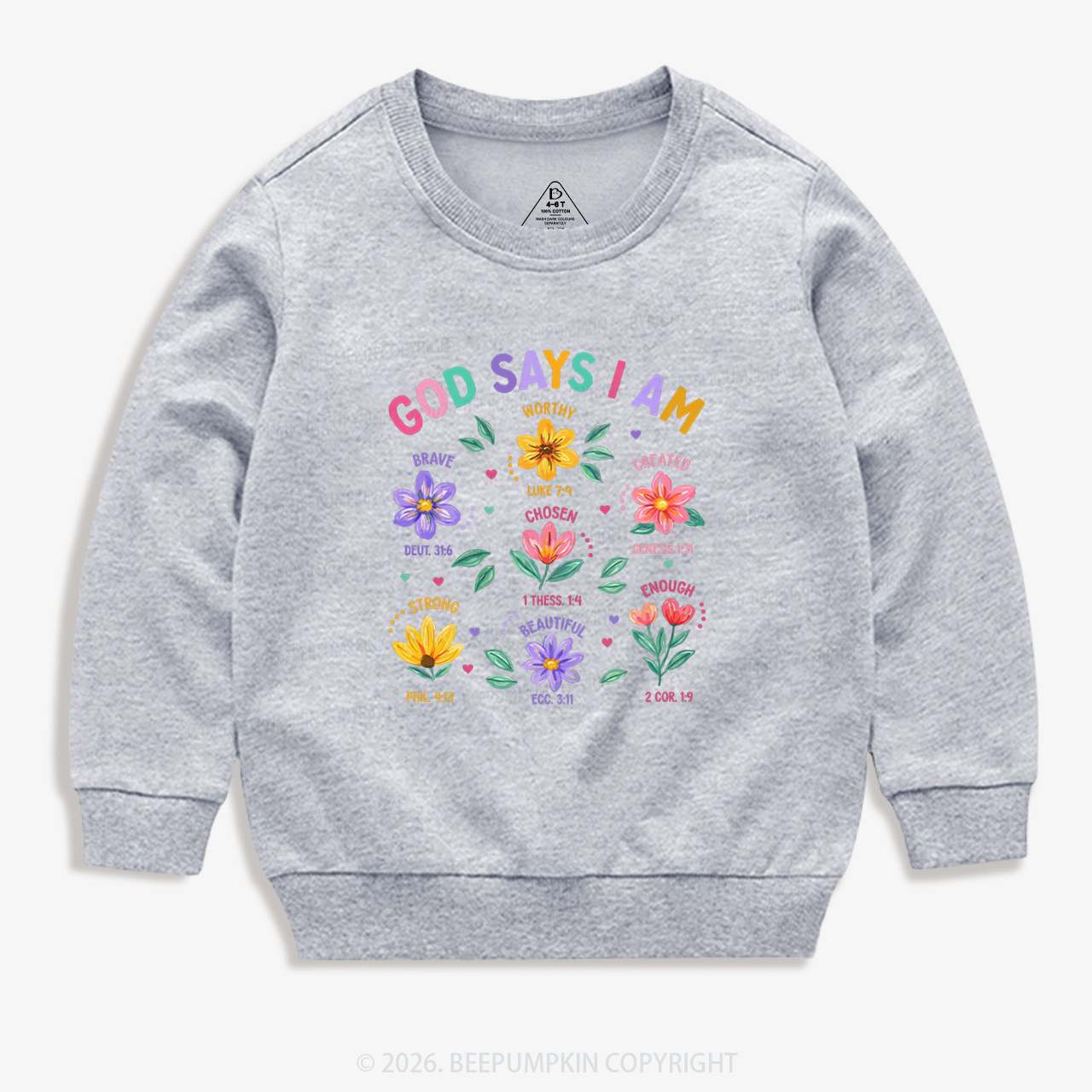 God Says I Am Flowers Kid's Sweatshirt