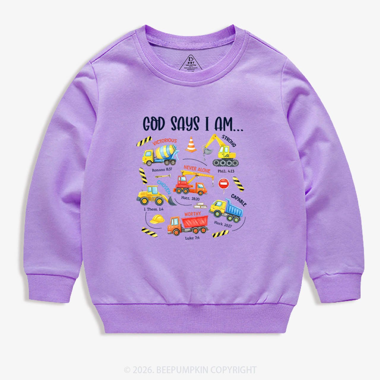 God Says I Am Construction Kid's Sweatshirt