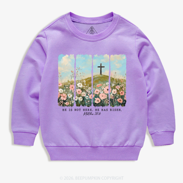 He is Risen Wildflower Spring Easter Kid's Sweatshirt