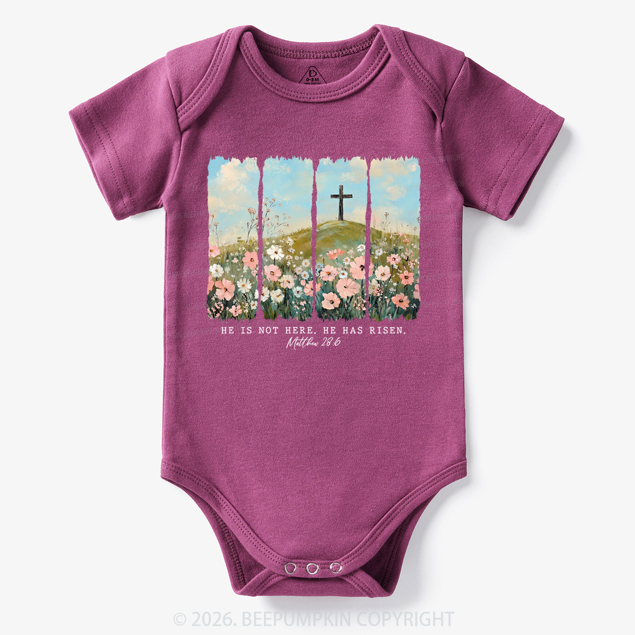 He is Risen Wildflower Spring Easter Bodysuit