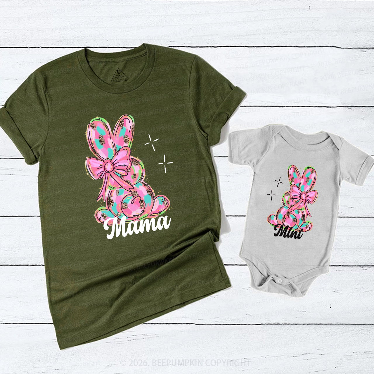 Mommy and Me Easter Bunny Happy Mom&Me Matching T-Shirts