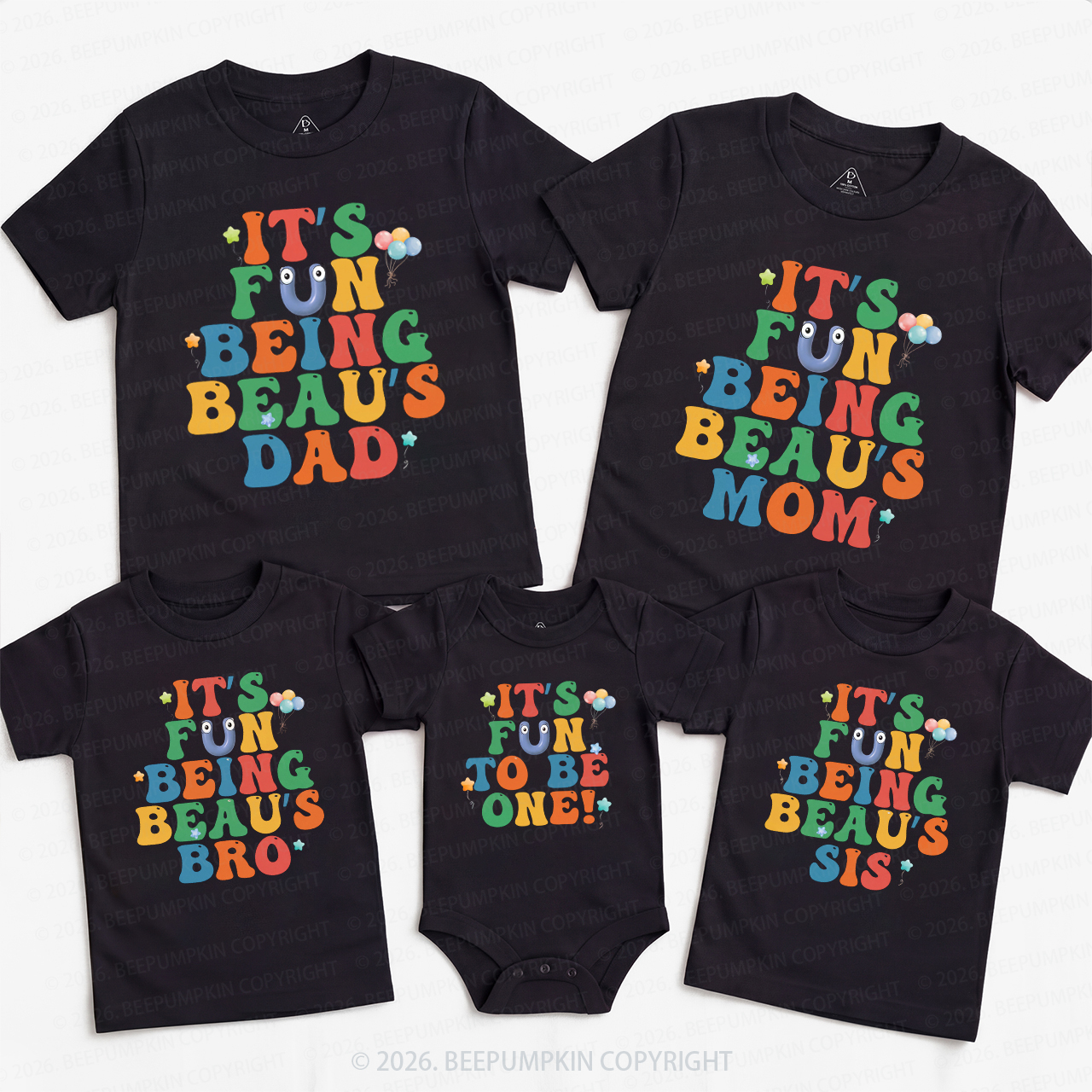 Personalized Name First Birthday Family Matching T-Shirts