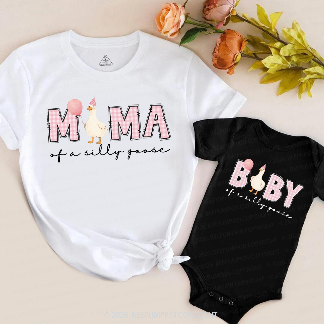 Pink Silly Goose 1st Birthday Family Matching T-Shirts