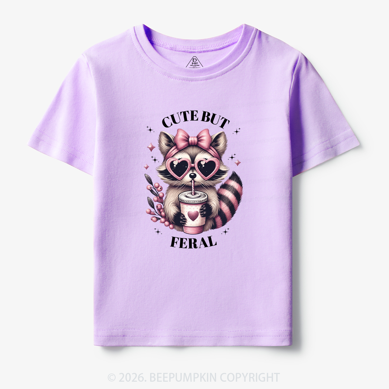 Cute But Feral Funny Raccoon Toddler&Kid's Tees