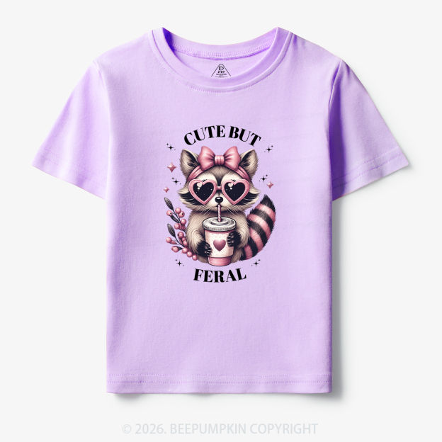 Cute But Feral Funny Raccoon Toddler&Kid's Tees