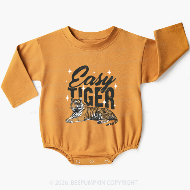 Retro Easy Tiger Funny Animal Baby Bubble Romper