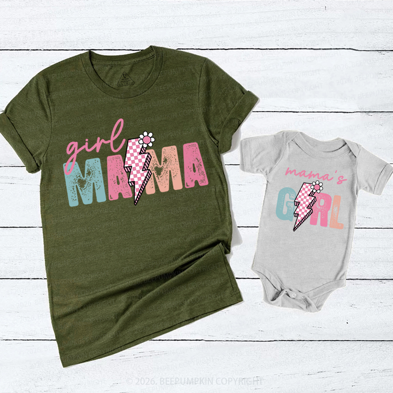 Girl Mama Mama's Girl Pink Lightning Mom&Me Matching T-Shirts