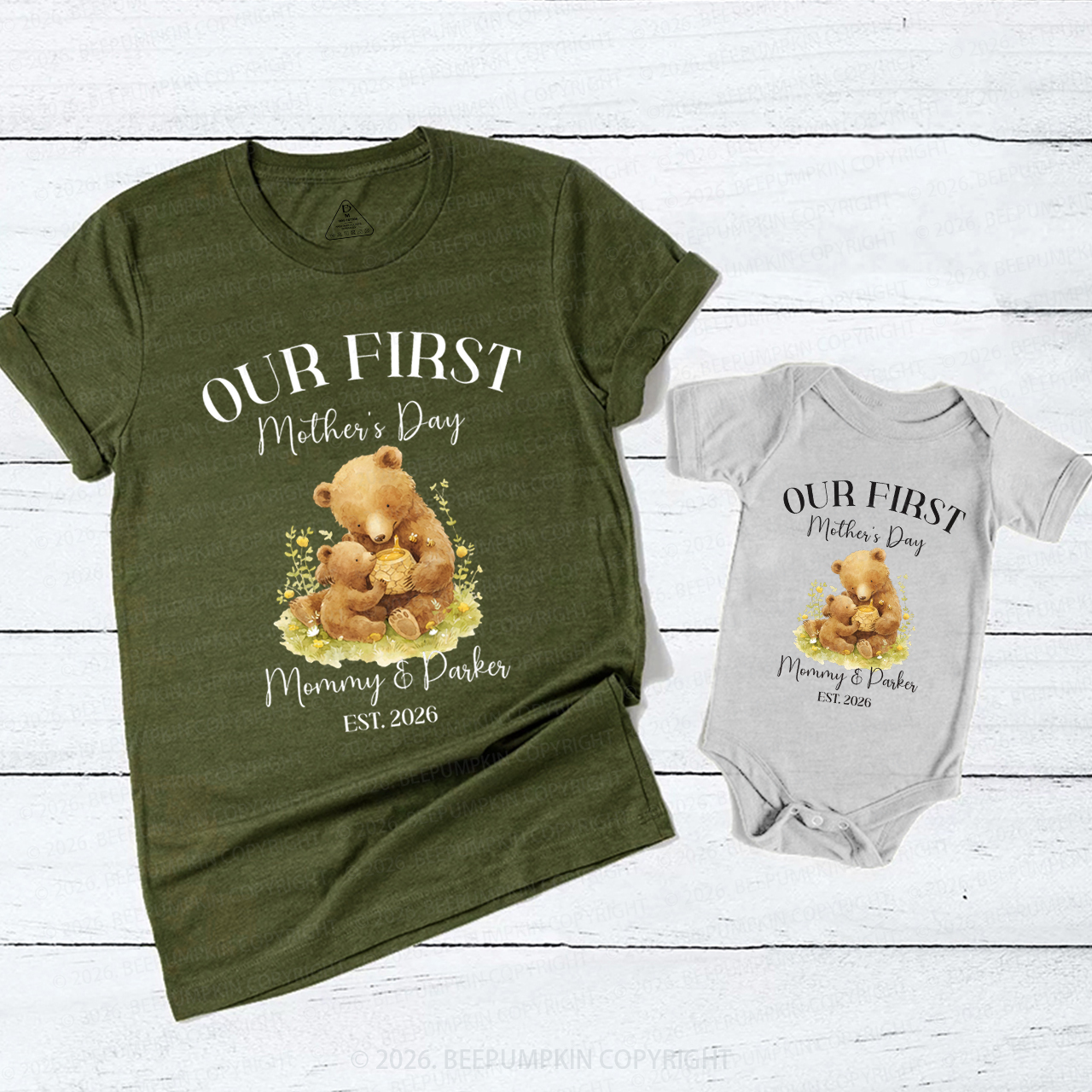 Personalized First Mother's Day Little Bear Mom&Me Matching T-Shirts