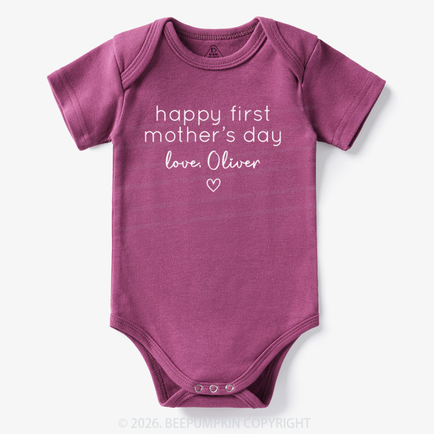 Personalised Retro Happy First Mother's Day Bodysuit