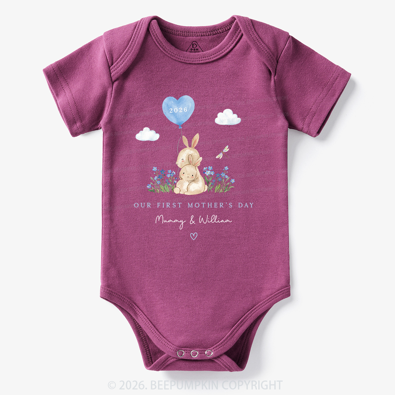 Personalized Our First Mother's Day Rabbit Together Bodysuit