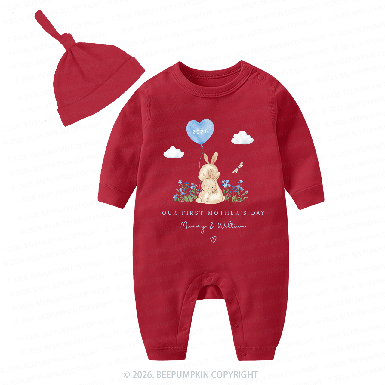 Personalized Our First Mother's Day Rabbit Together Baby Coming Home Outfit