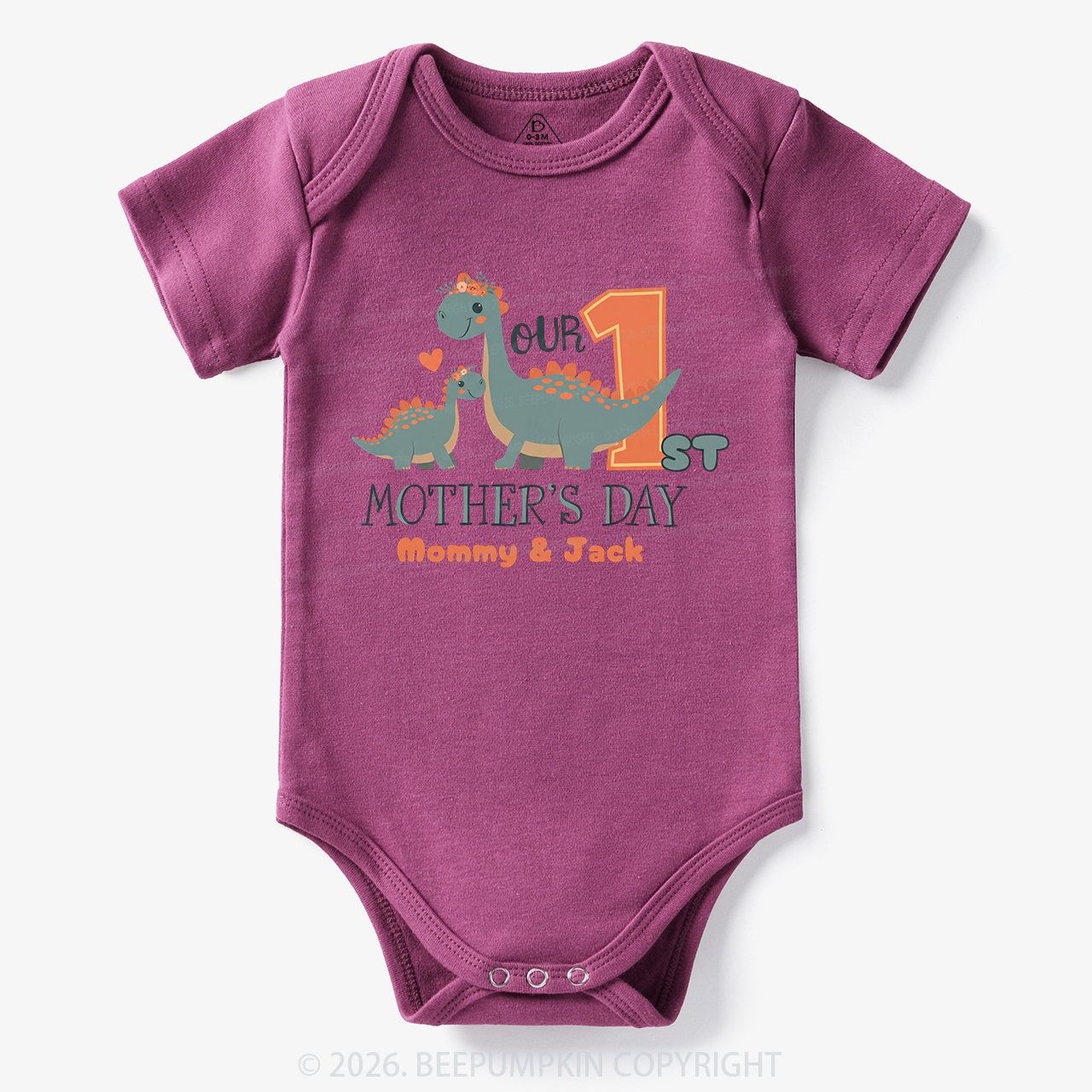 Personalized Funny Dinosaur Mother's Day Bodysuit