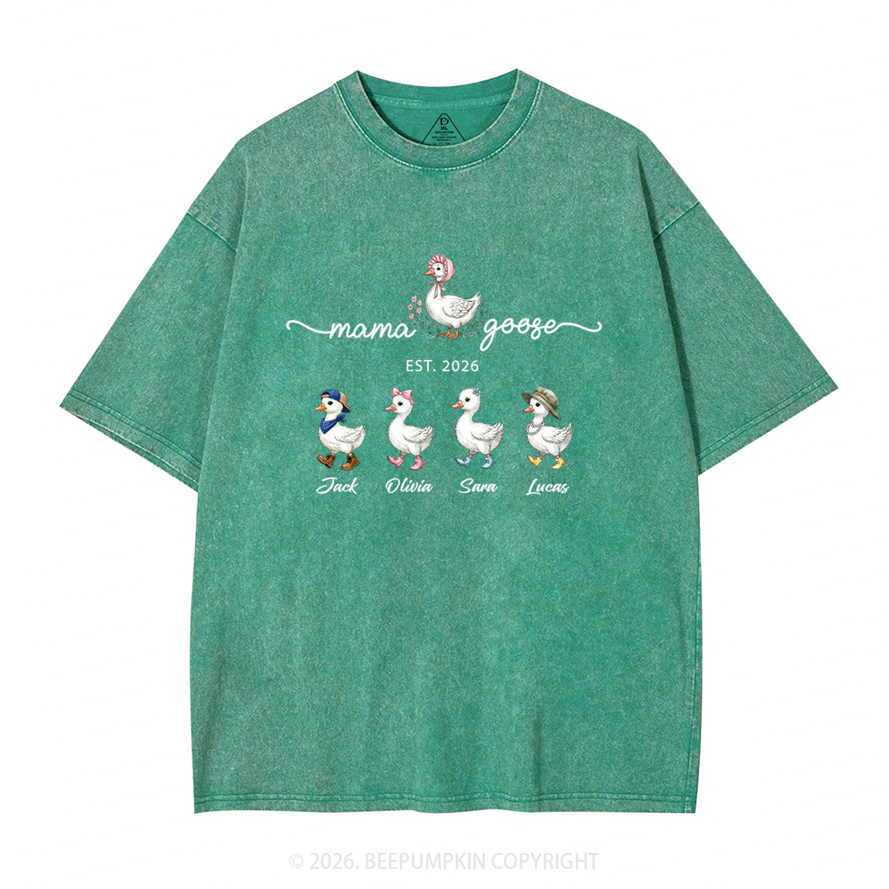 Personalized Mama Kids Names Washed T-Shirts
