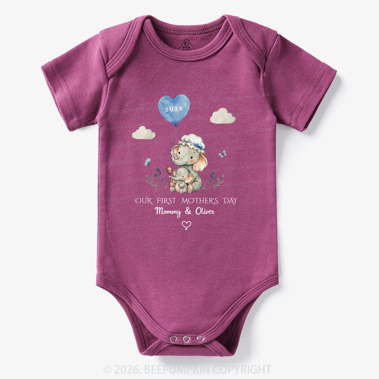 Personalized First Mother's Day Elephant Bodysuit