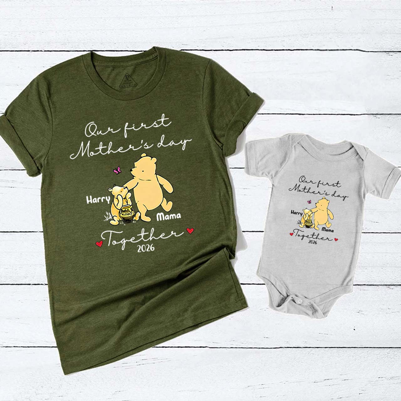 Personalized Name Honey Bear Mom&Me Matching Tees