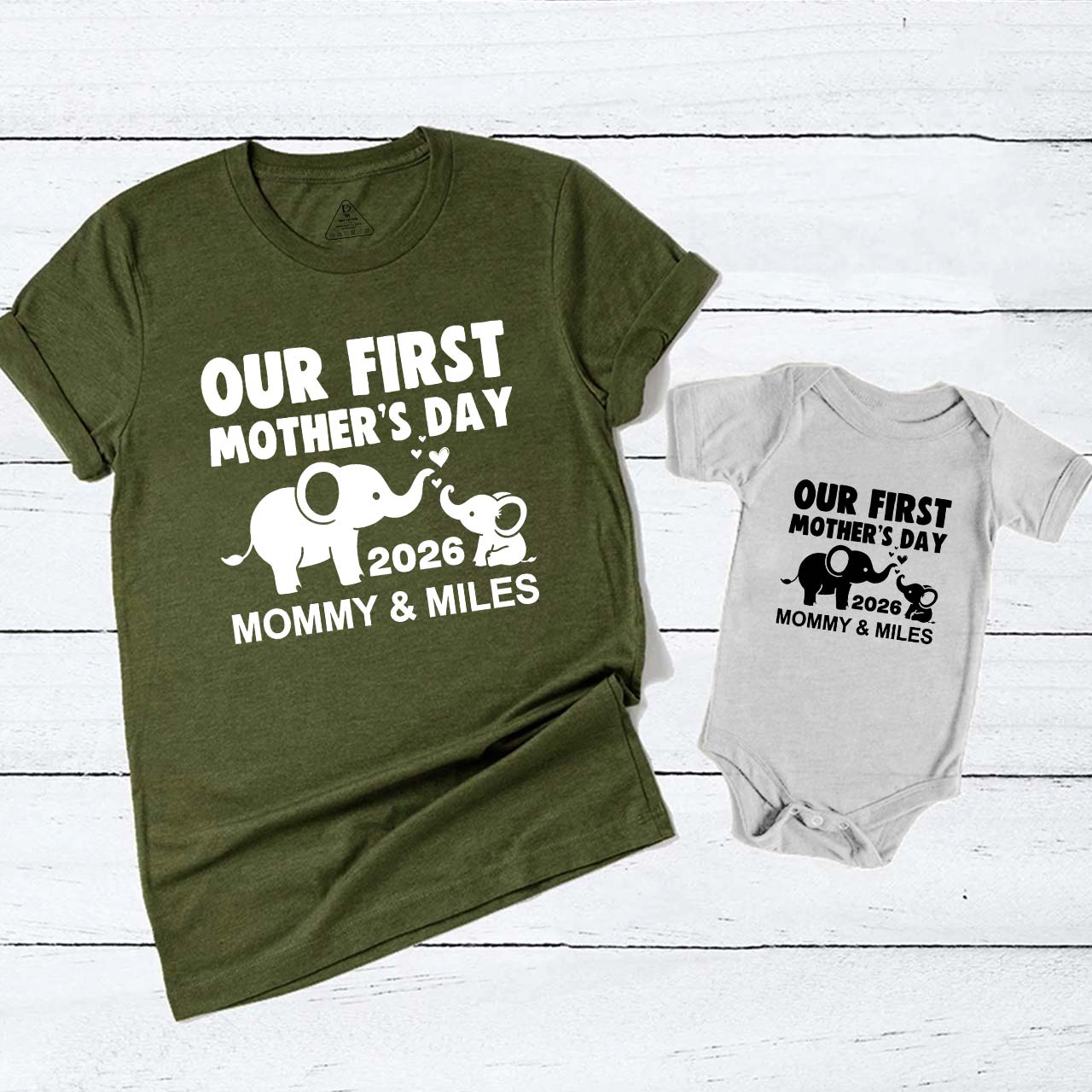 Elephant First Mothers Day Mom&Me Matching Tees