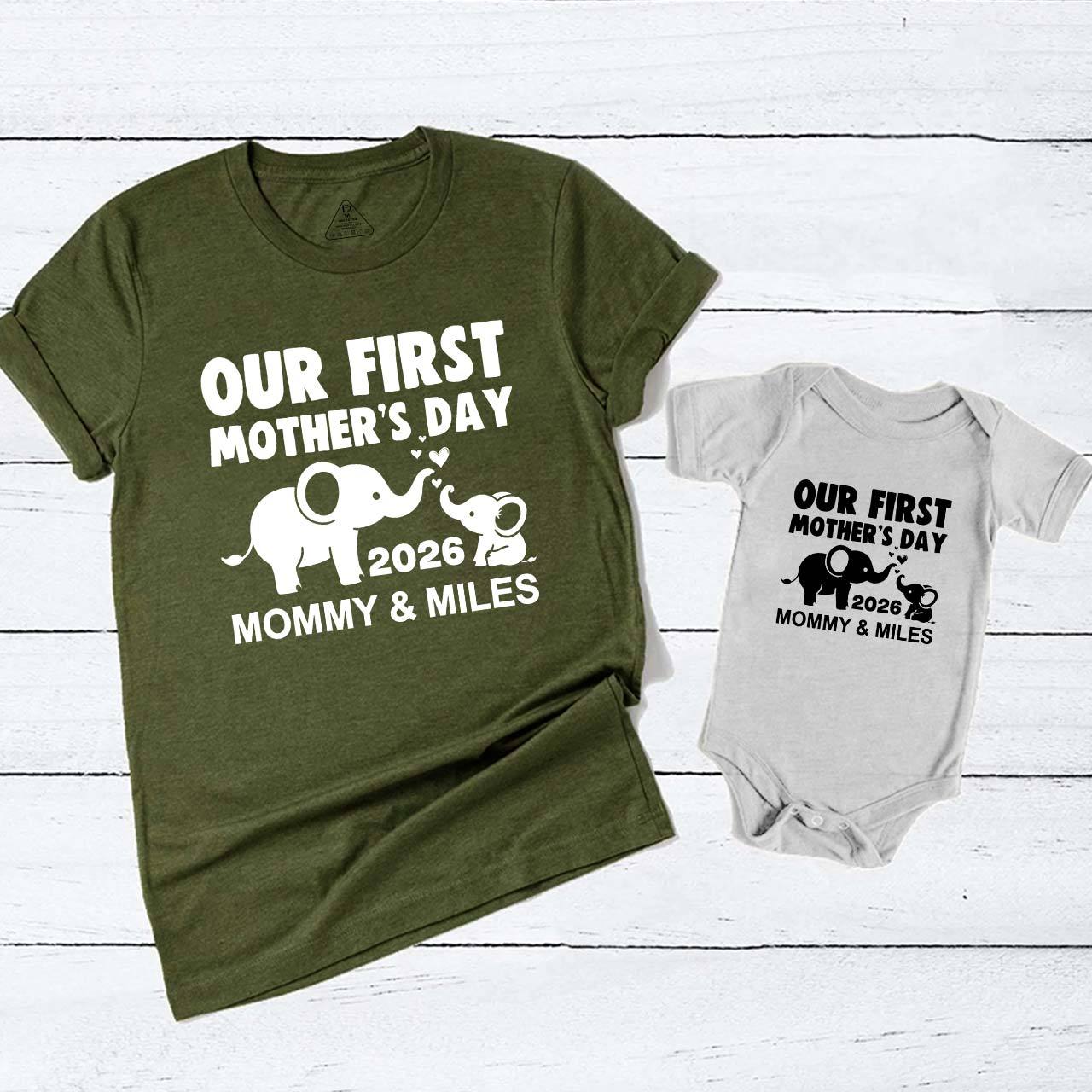 Elephant First Mothers Day Mom&Me Matching Tees