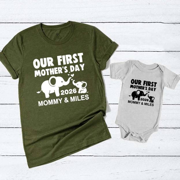 Elephant First Mothers Day Mom&Me Matching Tees